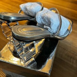 Azalea Wang Silver Heel Sandal (fit like 9)